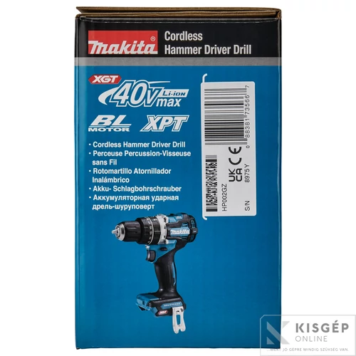 Makita HP002GZ 40Vmax XGT Li-ion BL 65Nm ütvefúró-csavarbehajtó Z