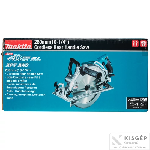 Makita RS002GT101 40Vmax XGT Li-ion BL AWS 260mm Mg hátsó markolatos körfűrész 1x5,0Ah