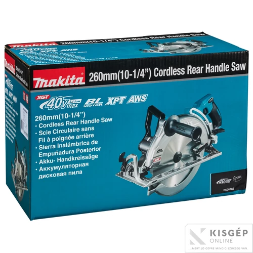 Makita RS002GZ 40Vmax XGT Li-ion BL AWS 260mm Mg hátsó markolatos körfűrész Z