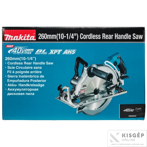 Makita RS002GZ 40Vmax XGT Li-ion BL AWS 260mm Mg hátsó markolatos körfűrész Z