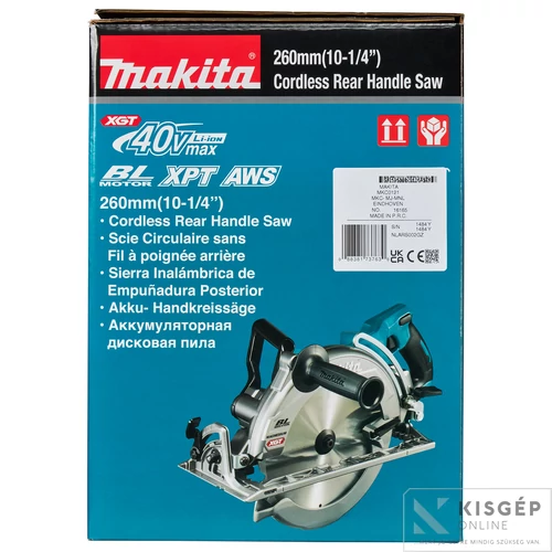 Makita RS002GZ 40Vmax XGT Li-ion BL AWS 260mm Mg hátsó markolatos körfűrész Z