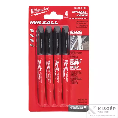 48223154 Milwaukee INKZALL™ Jelölő filc fekete 0,6 mm-es hegy (4 darabos kiszerelés) 1 db