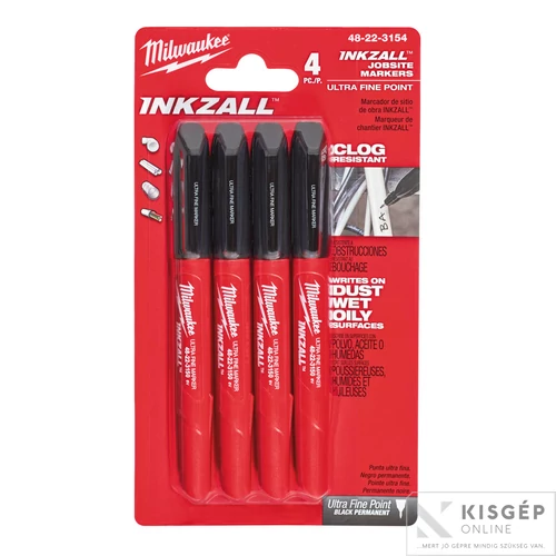 Milwaukee INKZALL™ Jelölő filc fekete 0,6 mm-es hegy (4 db/cs)