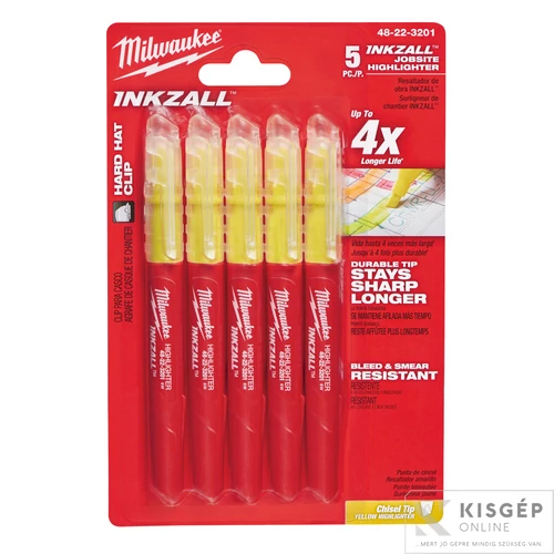 Milwaukee INKZALL™ Szövegkiemelő Sárga (5db-os kiszerelés)