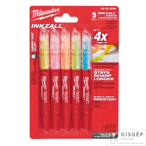 Milwaukee INKZALL™ Szövegkiemelő Színes (5 darabos kiszerelés) 1 db
