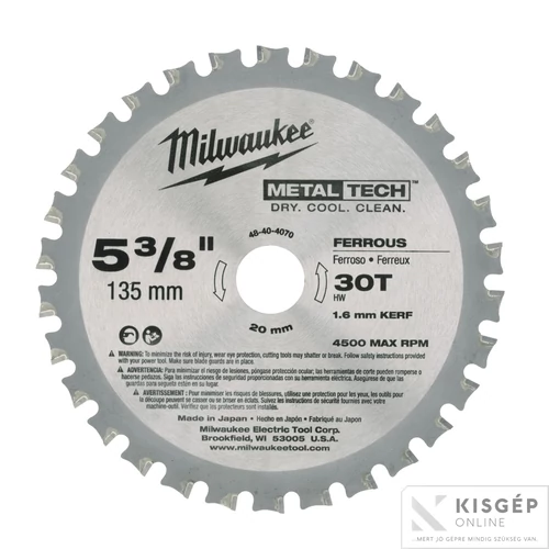 Milwaukee Körfűrészlap (fémhez) 135/20/30 1 db