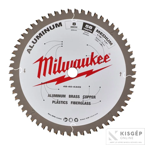 Milwaukee Körfűrészlap gérvágókhoz (Alu) 203x5/8"x2.4x58 1 db