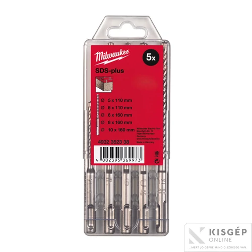 Milwaukee M2 SDS-Plus 2 élű fúrószár Készlet 5 részes (5 / 6 x110 mm; 6 / 8 / 10 x160 mm)  1 db