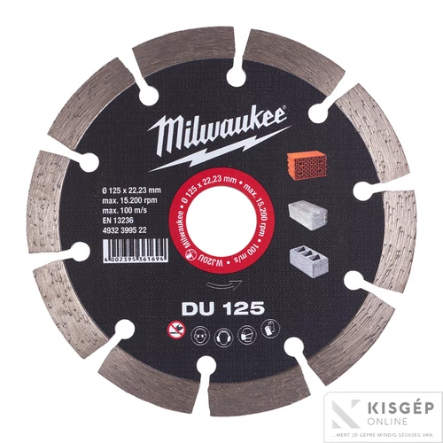 Milwaukee Gyémánt vágótárcsa DU 125 x 22,2 mm