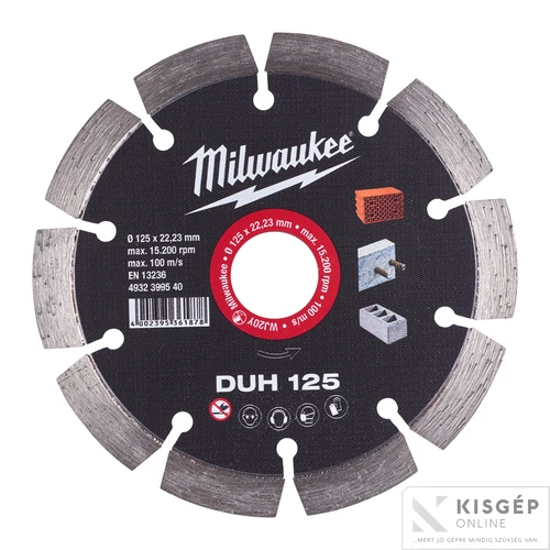 Milwaukee Gyémánt vágótárcsa DUH 125 x 22,2 mm