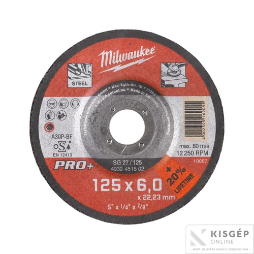 Milwaukee Csiszolókorong fémhez 125x6 Hajlított SG27 PRO+ /1db