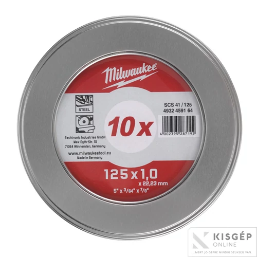 Milwaukee Vágókorong Inox 125x1 Fém dobozban (10 db/cs)