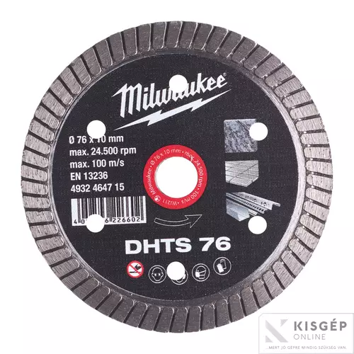 4932464715 Milwaukee DHTS Gyémánt vágótárcsa 76 mm  - 1 db