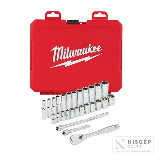 Milwaukee 1/4" Racsnis dugókulcs készlet metrikus méret (28 részes)