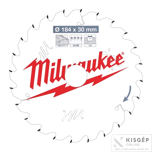 Milwaukee Körfűrészlap hordozható gépekhez (Fához) 184x30x2.2x24 ATB - 1 db