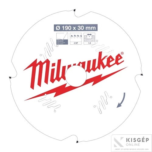 Milwaukee Körfűrészlap hordozható gépekhez (Fiber Cement) 190x30x1.8x4 D - 1 db