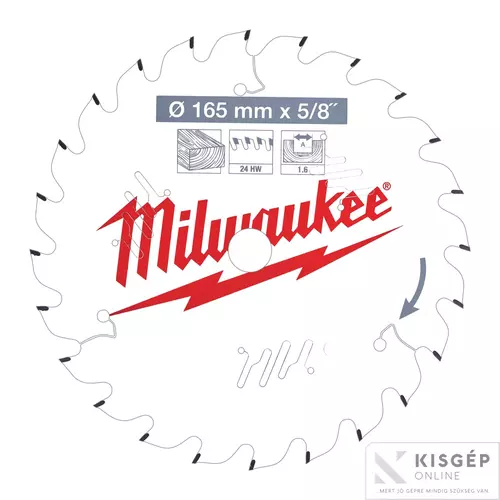 4932471311 Milwaukee Körfűrészlap hordozható gépekhez (Fához) 165x15.87x1.6x24 ATB - 1 db