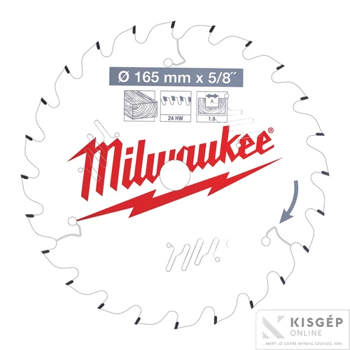 Milwaukee Körfűrészlap hordozható gépekhez (Fához) 165x15.87x1.6x24 ATB - 1 db