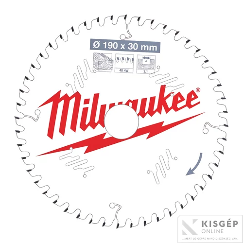 Milwaukee Körfűrészlap hordozható gépekhez (Fához) 190x30x2.1x48 ATB - 1 db