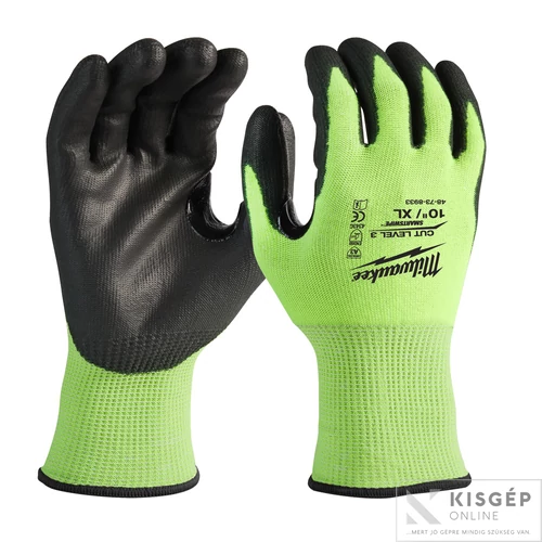 Milwaukee Hi-Vis Vágásbiztos kesztyű 3. vágási szint  - 10XL - 1 pár