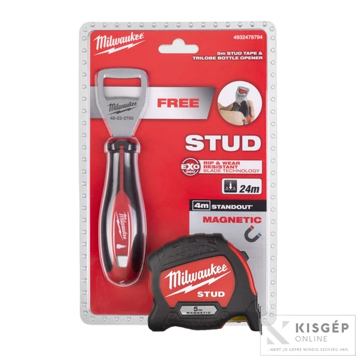 Milwaukee STUD 5m mérőszalag + tri lobe üvegnyitó