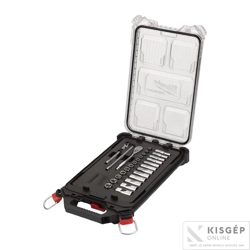 Milwaukee 1/4˝racsnis dugókulcs készlet metrikus (28részes) PACKOUT™ keskeny rendszerezőben