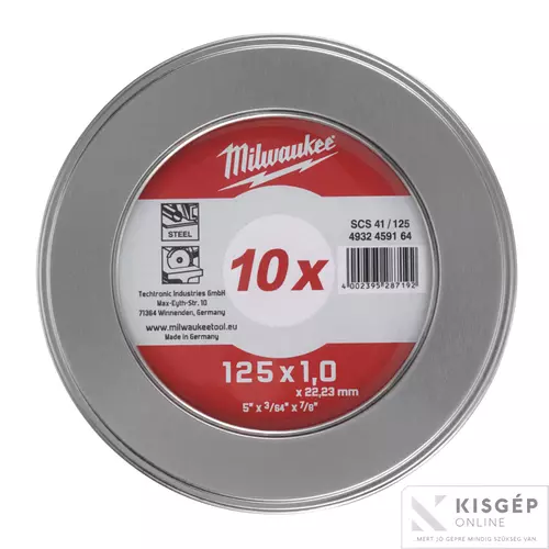 4932478998 Milwaukee Vágókorong fémhez 125X1 PRO+ /Fém dobozban 10 db