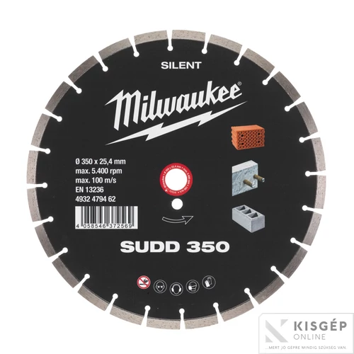 Milwaukee Gyémánt vágótárcsa SUDD 350 mm