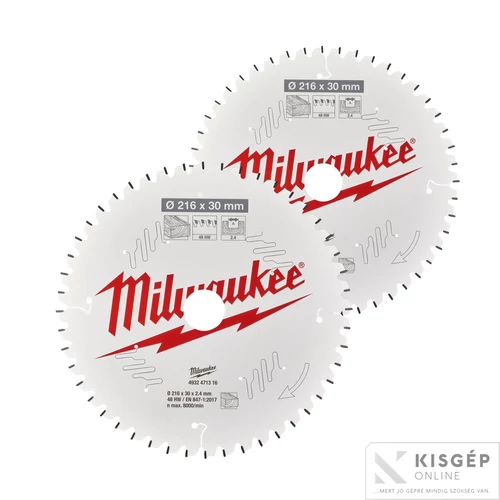 Milwaukee Körfűrészlap körfűrészhez 2 x 216 x 48T/60T - 2 db
