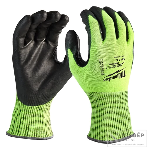 Milwaukee Hi-Vis Vágásbiztos védőkesztyű - 4/D  - L/9 - 1 pár