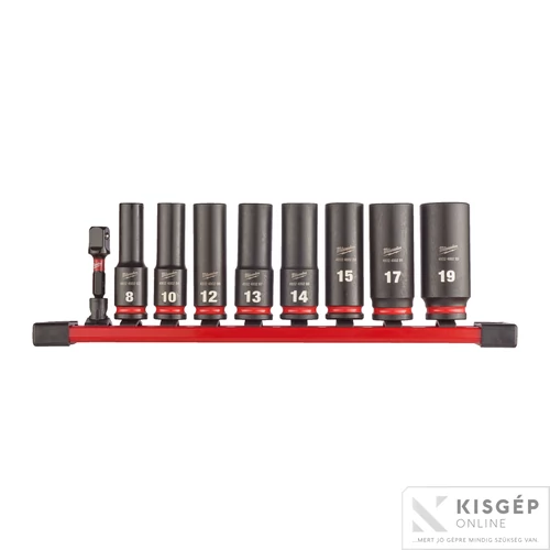 Milwaukee 3/8" Gépi Dugókulcs 6 lapú, hosszú készlet (9 részes) 1 db