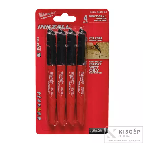 4932480551 Milwaukee INKZALL™ Jelölő filc Vékony tartós hegyű Fekete - 4 db