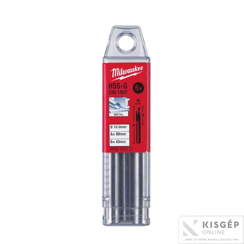 Milwaukee HSS-G fémfúrók – Rövid DIN 1897 -  10,0 mm (5 db/cs)