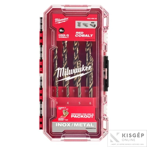Milwaukee Red Cobalt HSS-G Co fémfúró – DIN 338 – Készlet (8 részes)