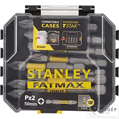 STANLEY FATMAX  10db 50mm impact pz2 bit - tstak caddy kompatibilis dobozban