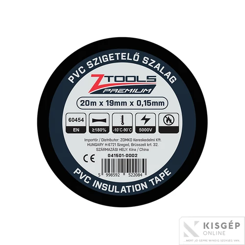 Szigetelő szalag 20x19 fekete 1db