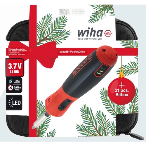 WIHA SpeedE PocketDrive E-csavarhúzó és bitkészlet karácsonyi kiadás 34r. 592T101/No.47183